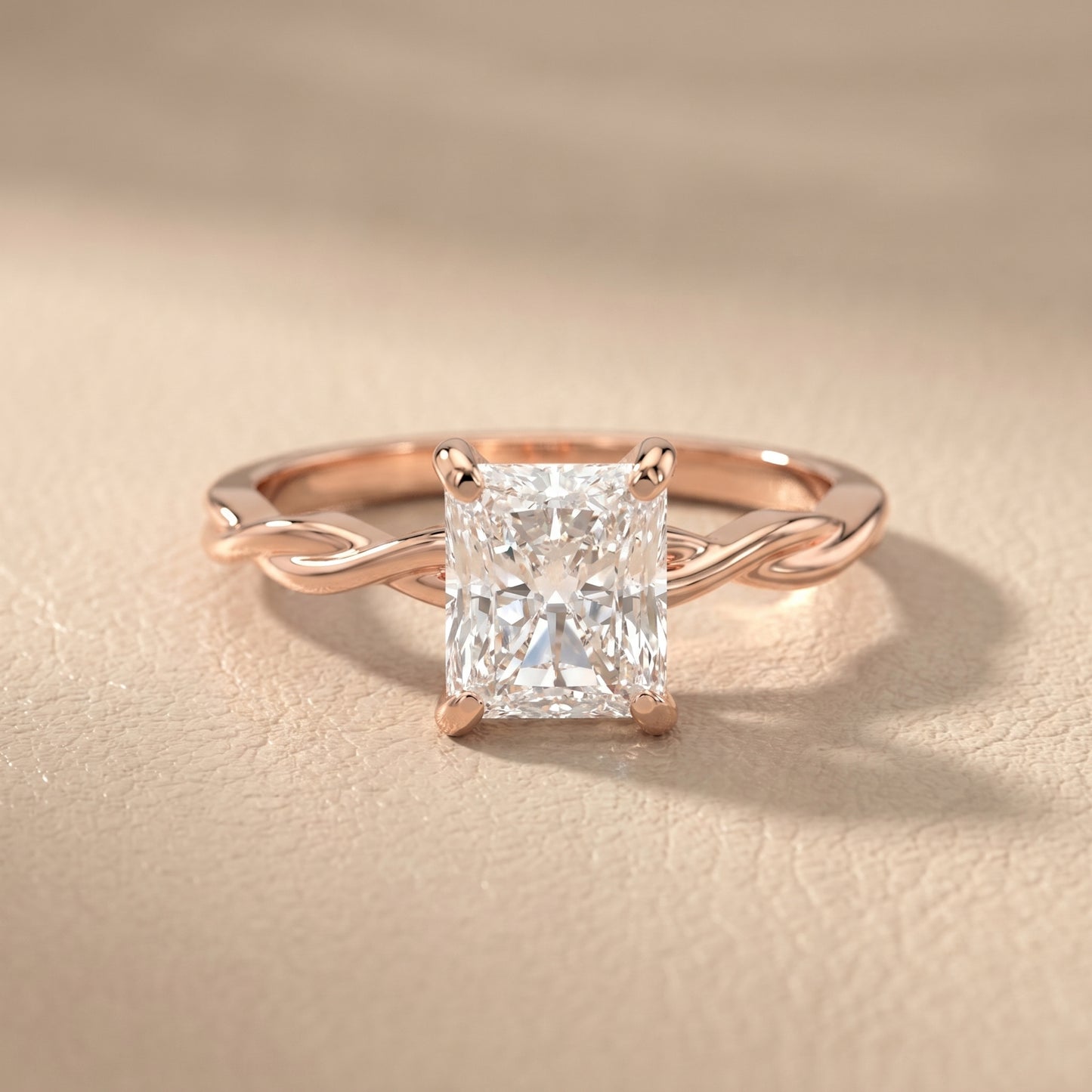 Radiant Cut Lab Grown Diamond Ring in Rose Gold