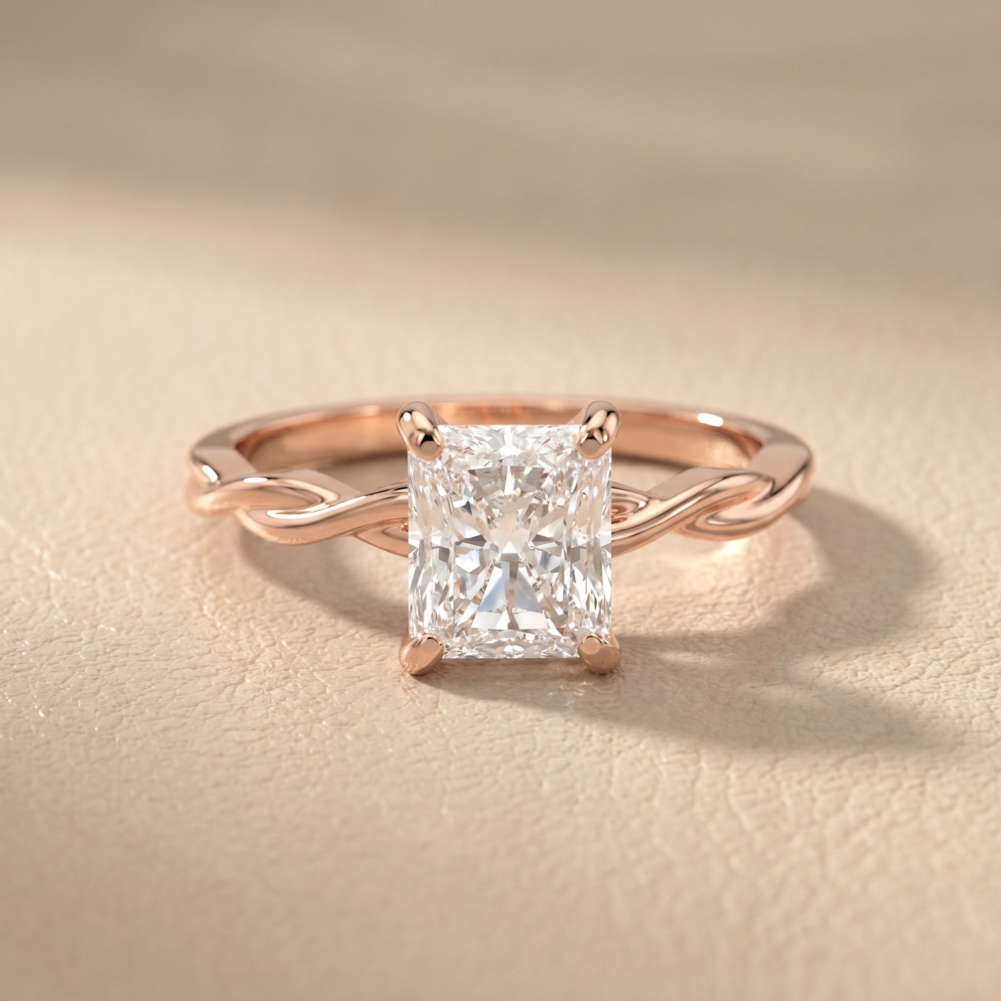 Radiant Cut Lab Grown Diamond Ring in Rose Gold