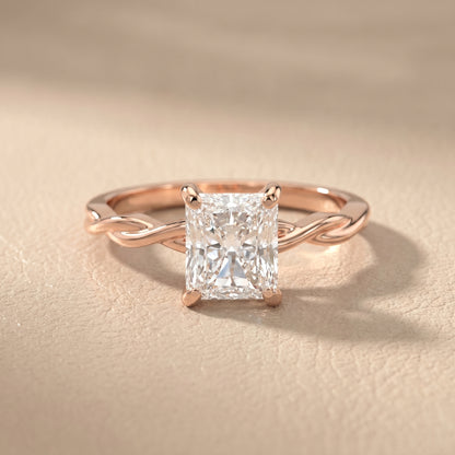 Radiant Cut Lab Grown Diamond Ring in Rose Gold