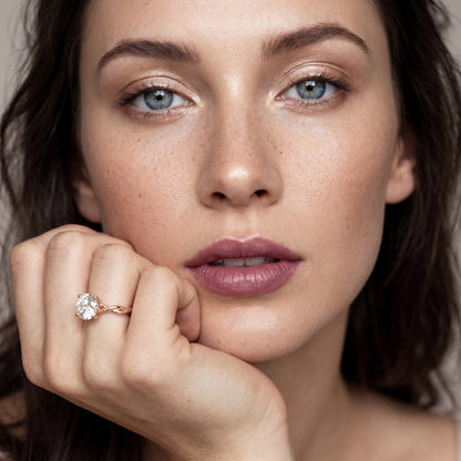 Round Cut Lab Grown Diamond Ring in Rose Gold