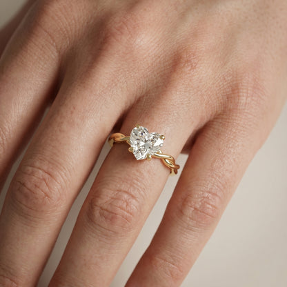 Heart Cut Lab Grown Diamond Ring in Yellow Gold