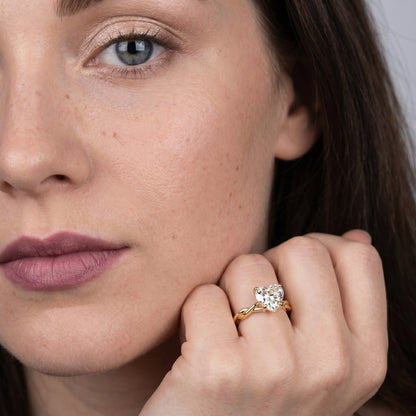 Heart Cut Lab Grown Diamond Ring in Yellow Gold