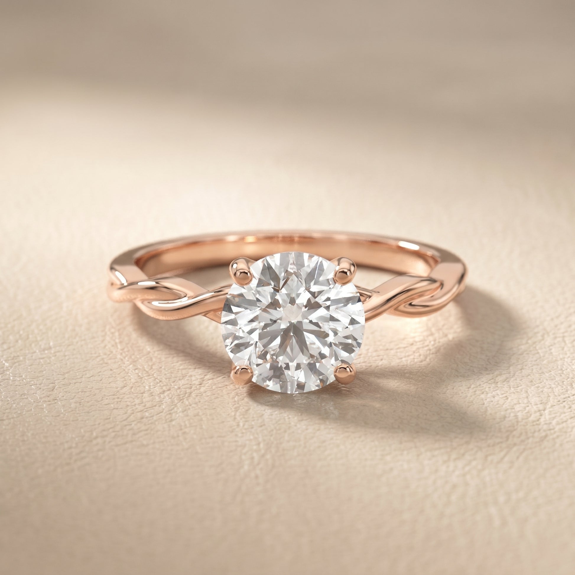 Round Cut Lab Grown Diamond Ring in Rose Gold