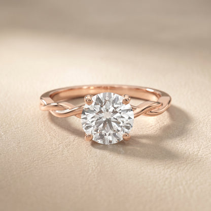 Round Cut Lab Grown Diamond Ring in Rose Gold