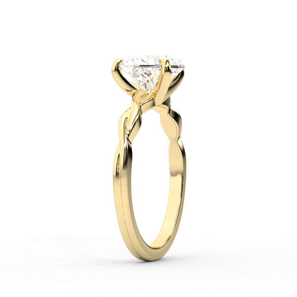 Heart Cut Lab Grown Diamond Ring in Yellow Gold