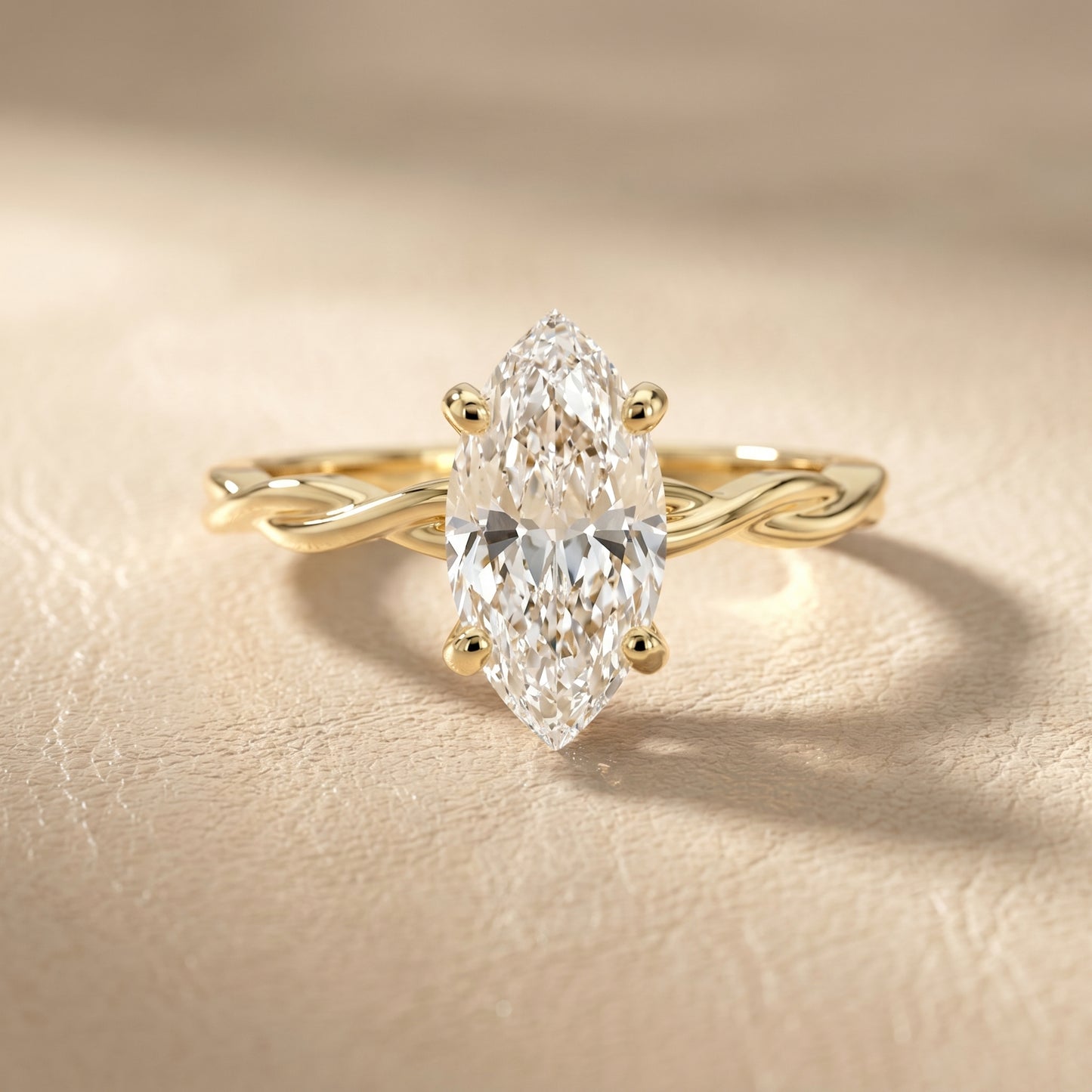 Marquise Cut Lab Grown Diamond Ring in Yellow Gold