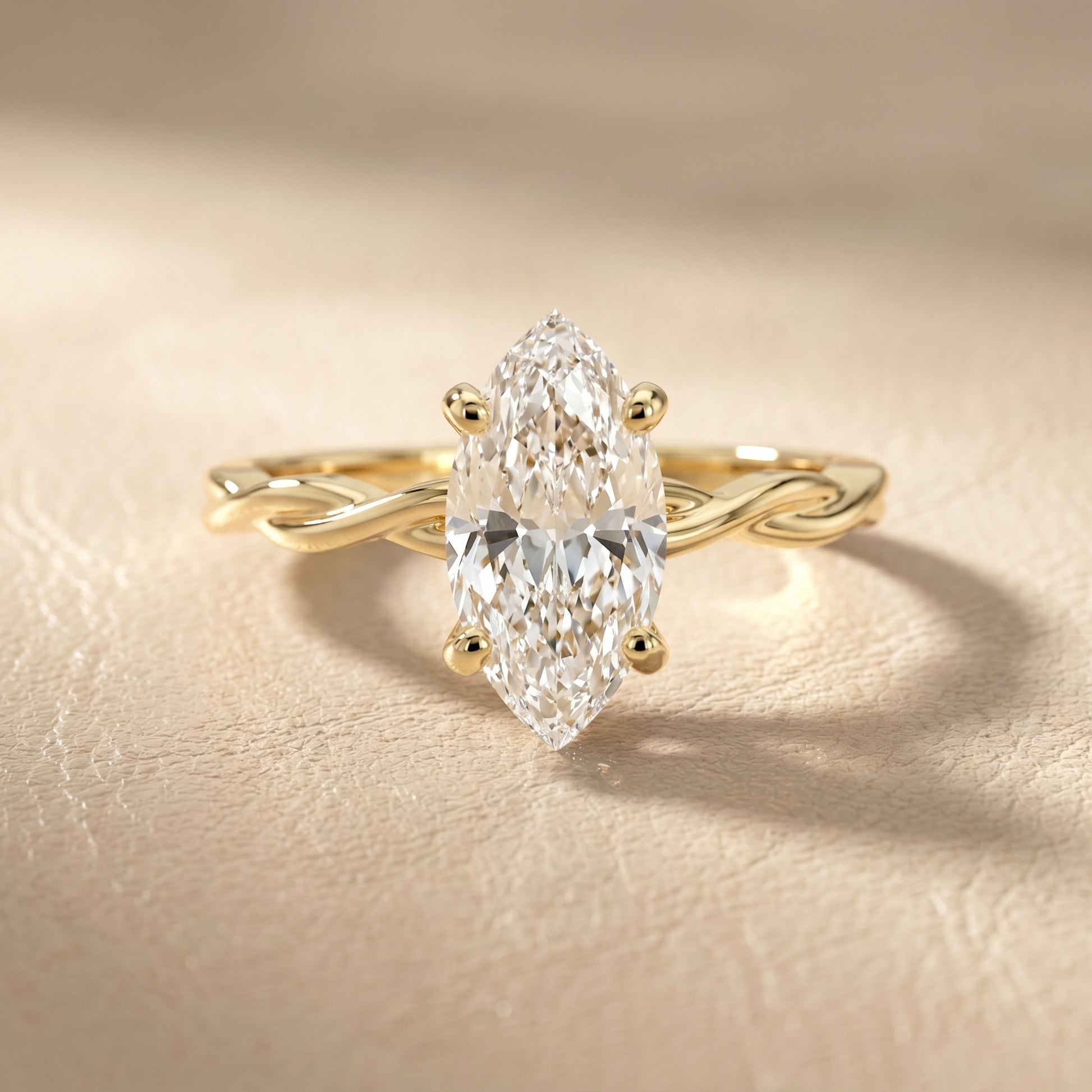 Marquise Cut Lab Grown Diamond Ring in Yellow Gold