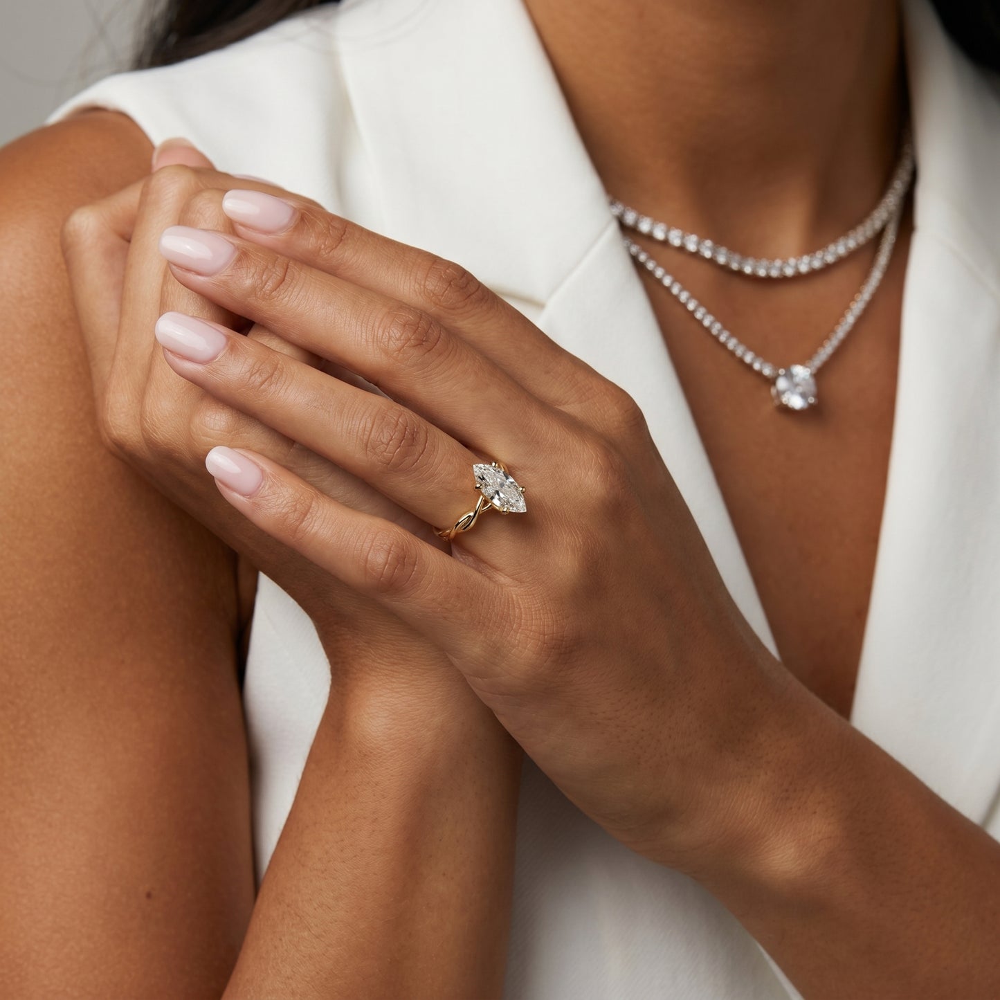 Marquise Cut Lab Grown Diamond Ring in Yellow Gold