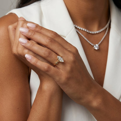 Marquise Cut Lab Grown Diamond Ring in Yellow Gold