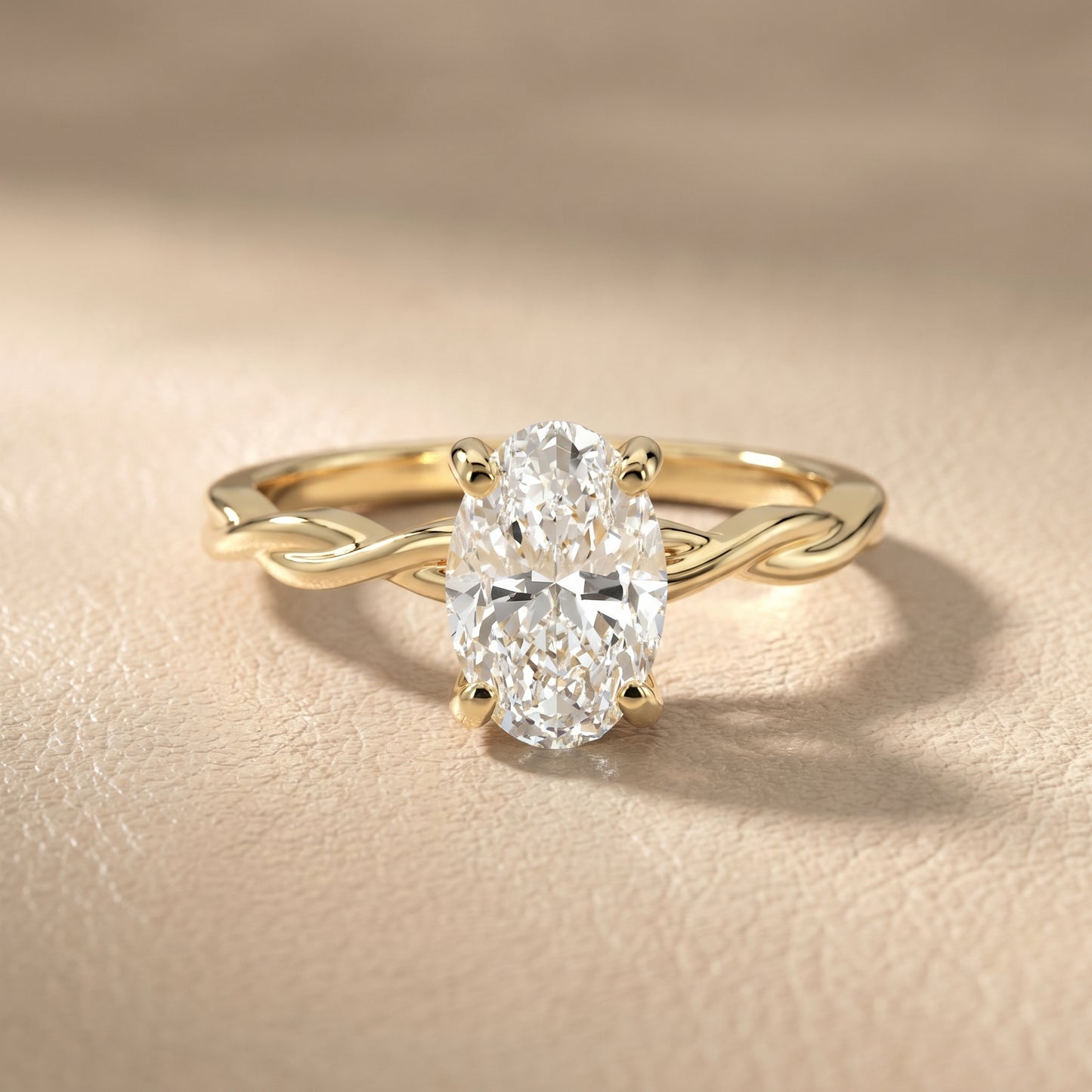 Oval Cut Lab Grown Diamond Ring in Yellow Gold