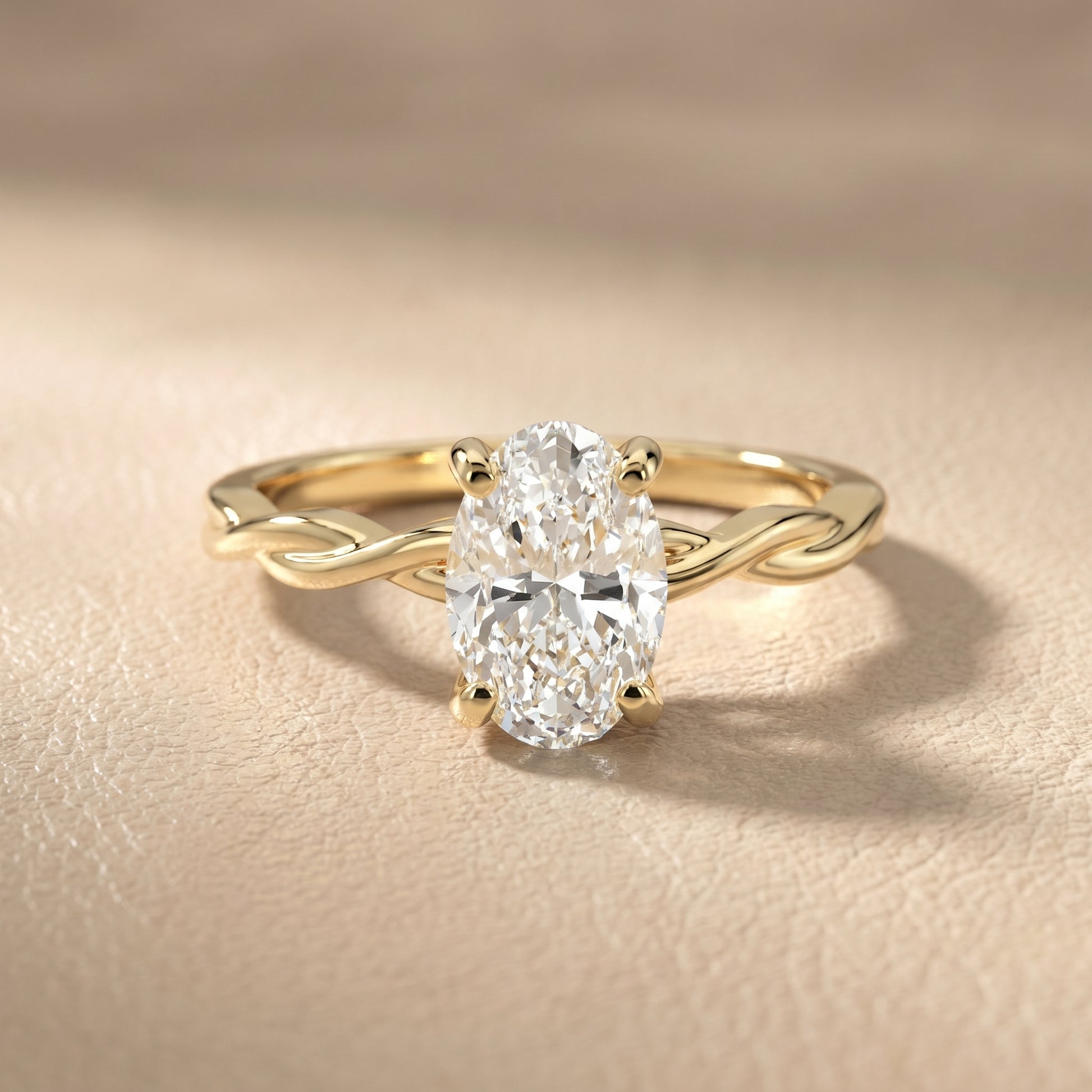 Oval Cut Lab Grown Diamond Ring in Yellow Gold