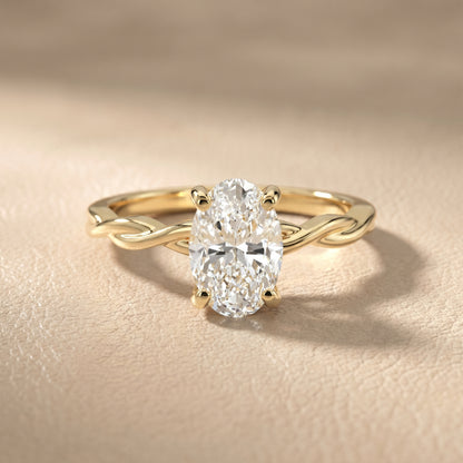 Oval Cut Lab Grown Diamond Ring in Yellow Gold