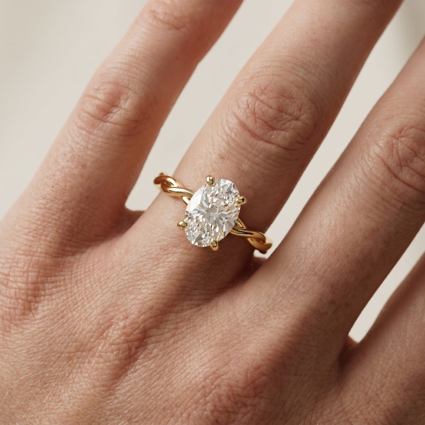 Oval Cut Lab Grown Diamond Ring in Yellow Gold