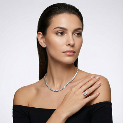 Asscher Cut Lab Grown Diamond Solitaire Engagement Ring in polished White Gold.