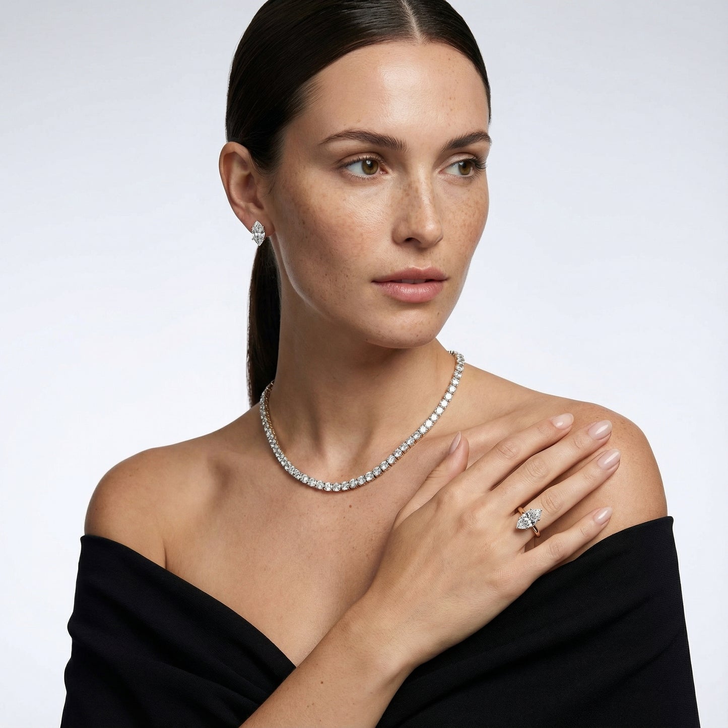 Marquise cut lab grown diamond solitaire engagement ring in rich yellow gold setting.