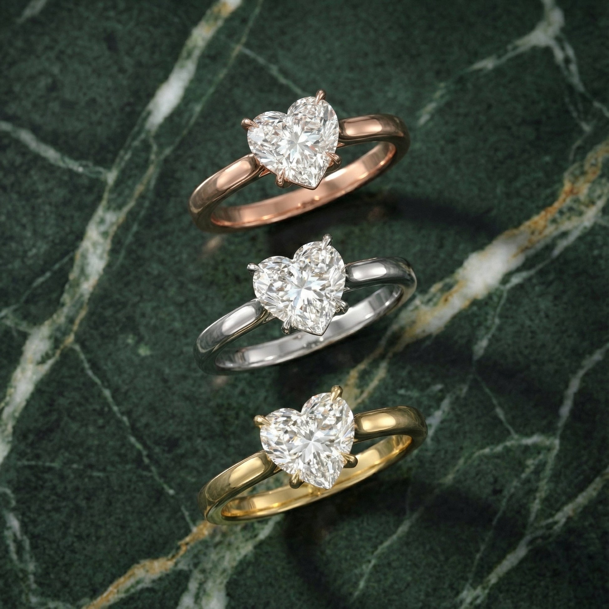 Heart Cut Lab Grown Diamond Solitaire Engagement Ring in precious Platinum setting.