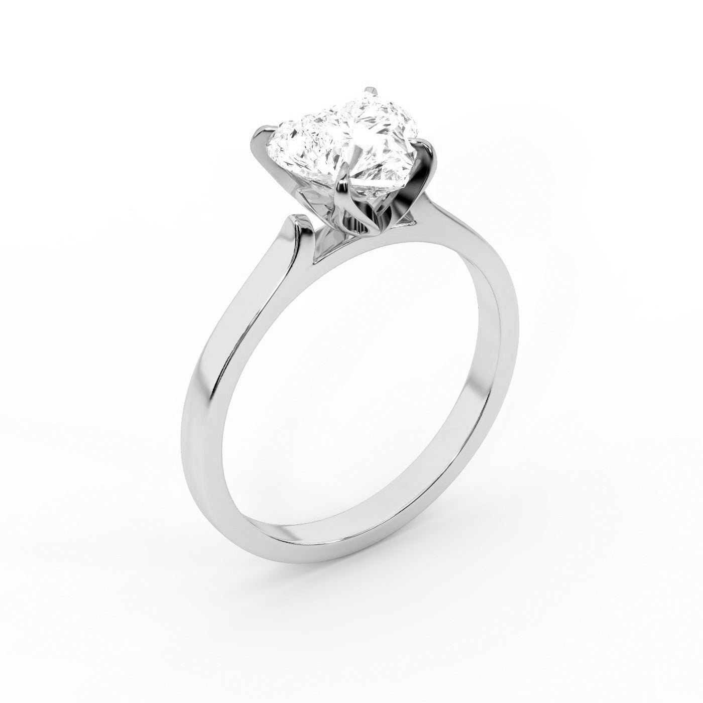 Heart Cut Lab Grown Diamond Solitaire Engagement Ring in precious Platinum setting.