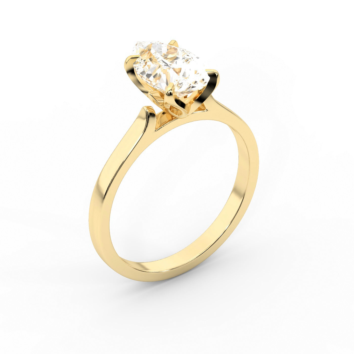 Pear Cut Lab Grown Diamond Solitaire Engagement Ring in Yellow Gold side profile view