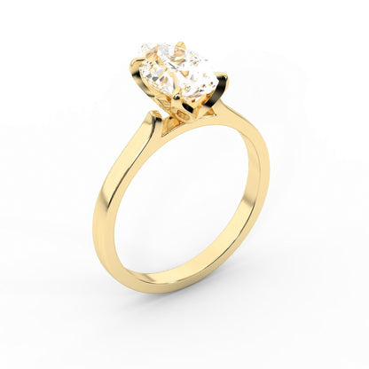 Pear Cut Lab Grown Diamond Solitaire Engagement Ring in Yellow Gold side profile view