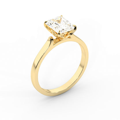Radiant Cut Lab Grown Diamond Solitaire Engagement Ring in Yellow Gold top view