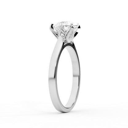 Cushion Cut Lab Grown Diamond Solitaire Engagement Ring with floral basket detail in Platinum