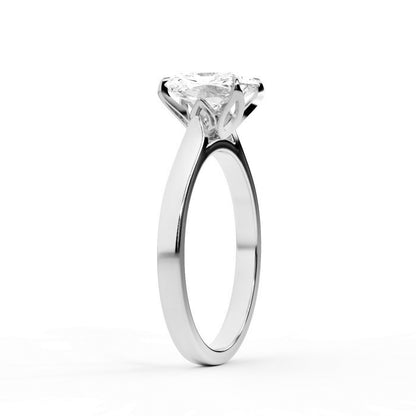 Radiant Cut Lab Grown Diamond Solitaire Engagement Ring in Platinum showing floral prongs