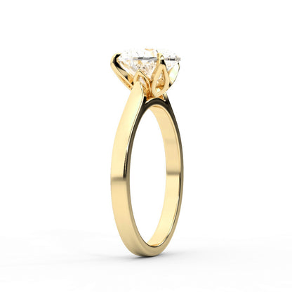 Heart Cut Lab Grown Diamond Solitaire Engagement Ring in traditional Yellow Gold setting.