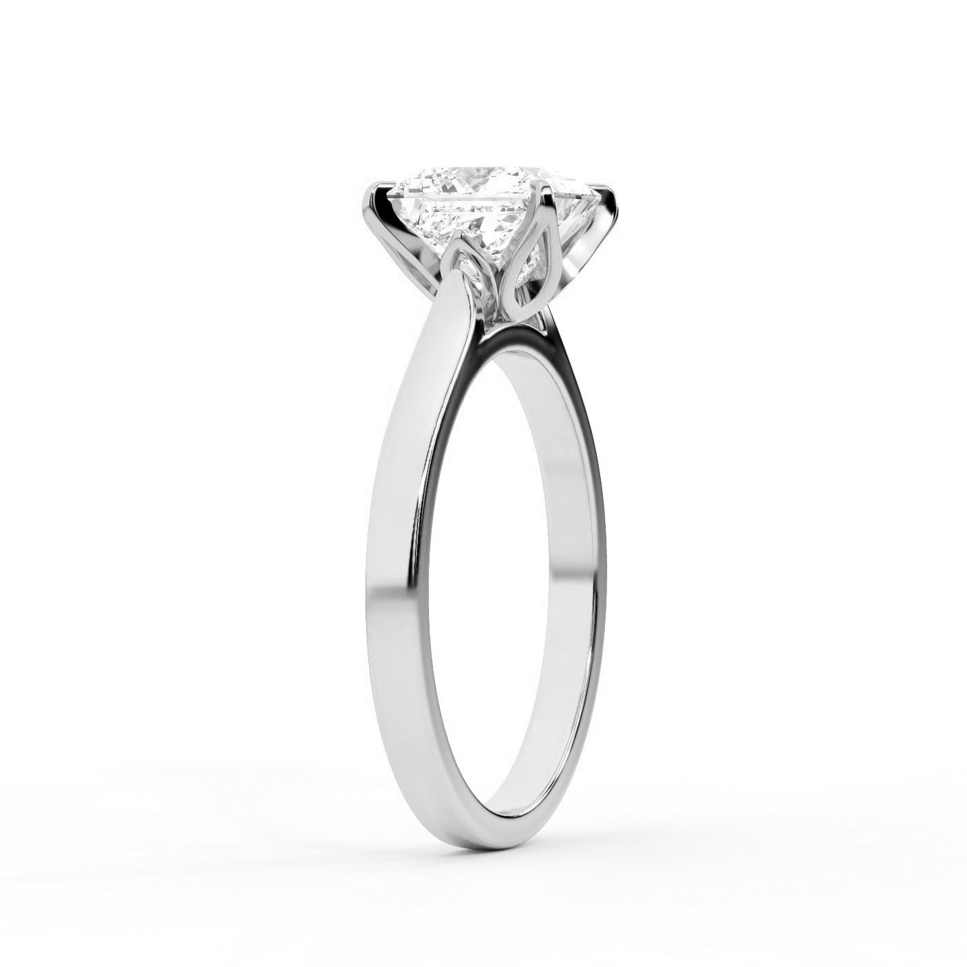 Princess Cut Lab Grown Diamond Solitaire Engagement Ring in White Gold with cathedral setting.