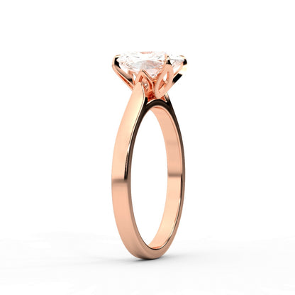 Radiant Cut Lab Grown Diamond Solitaire Engagement Ring in Rose Gold showing side profile