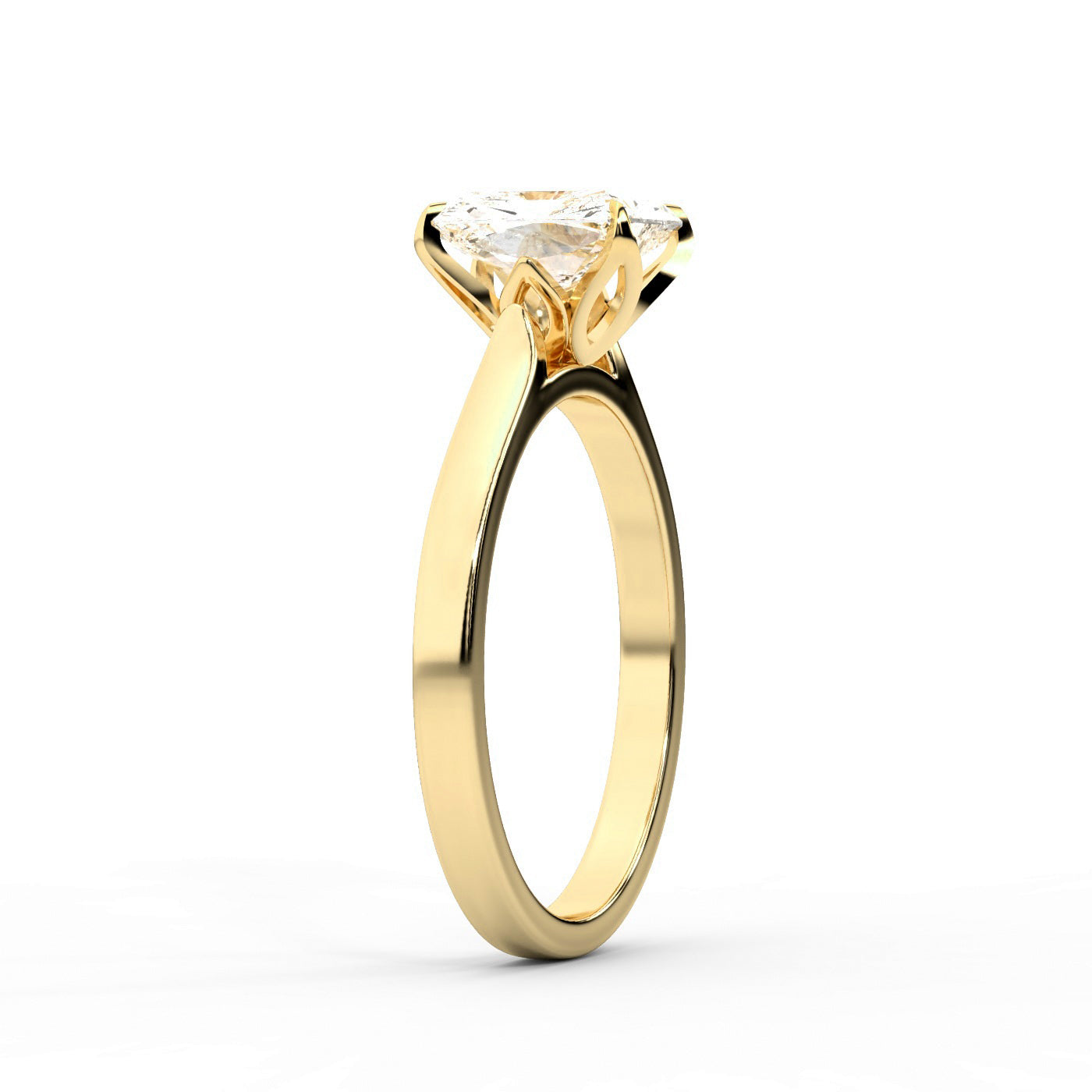 Radiant Cut Lab Grown Diamond Solitaire Engagement Ring in Yellow Gold top view