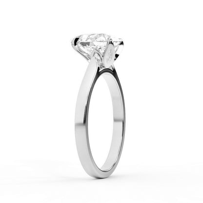 Pear Cut Lab Grown Diamond Solitaire Engagement Ring in White Gold with cathedral setting