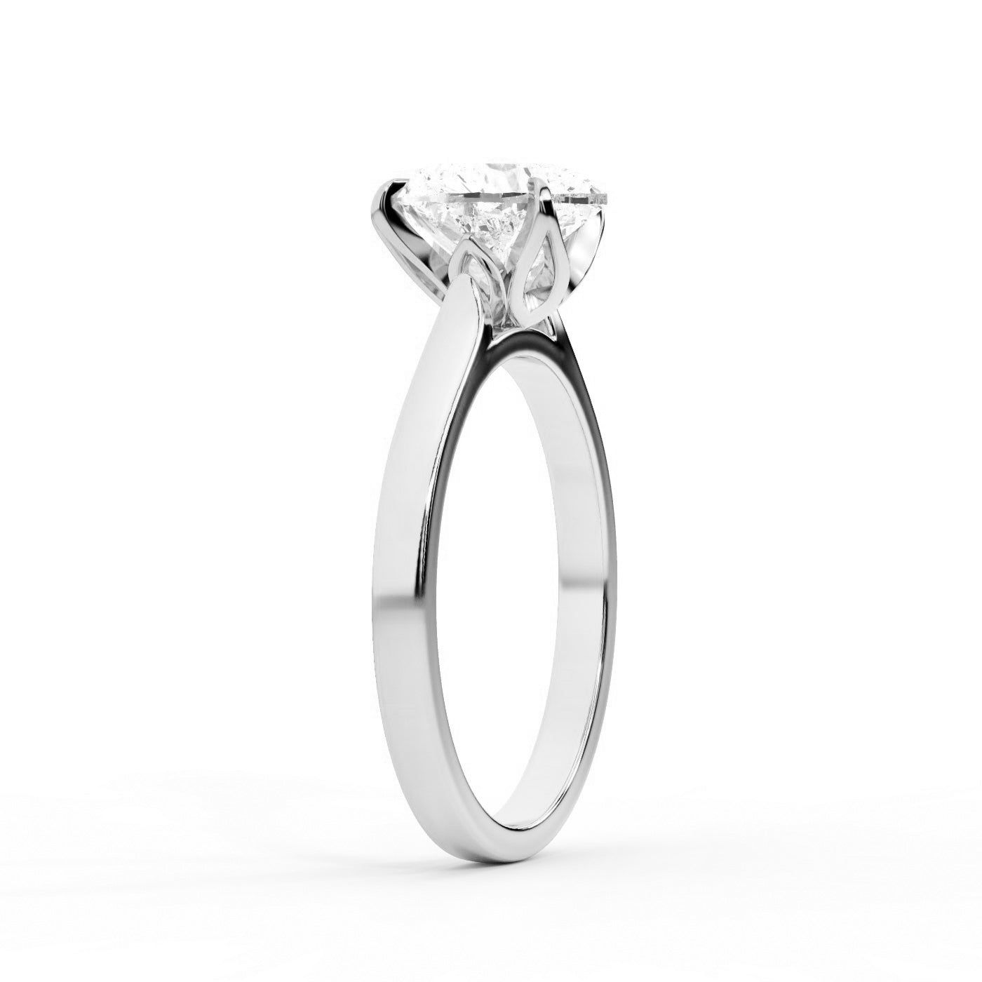 Heart Cut Lab Grown Diamond Solitaire Engagement Ring in polished Silver setting.