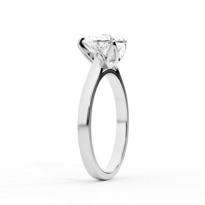 Heart Cut Lab Grown Diamond Solitaire Engagement Ring in polished Silver setting.