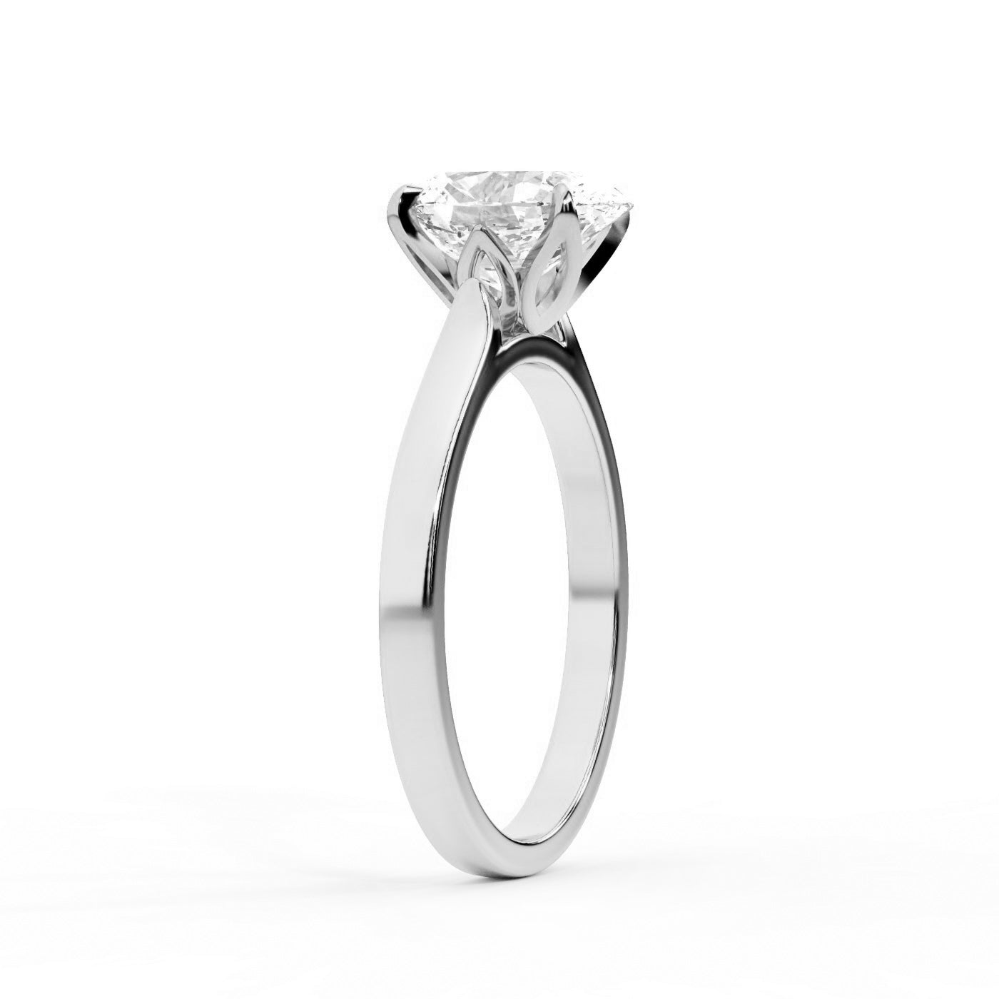 Oval Cut Lab Grown Diamond Solitaire Engagement Ring in Platinum front view