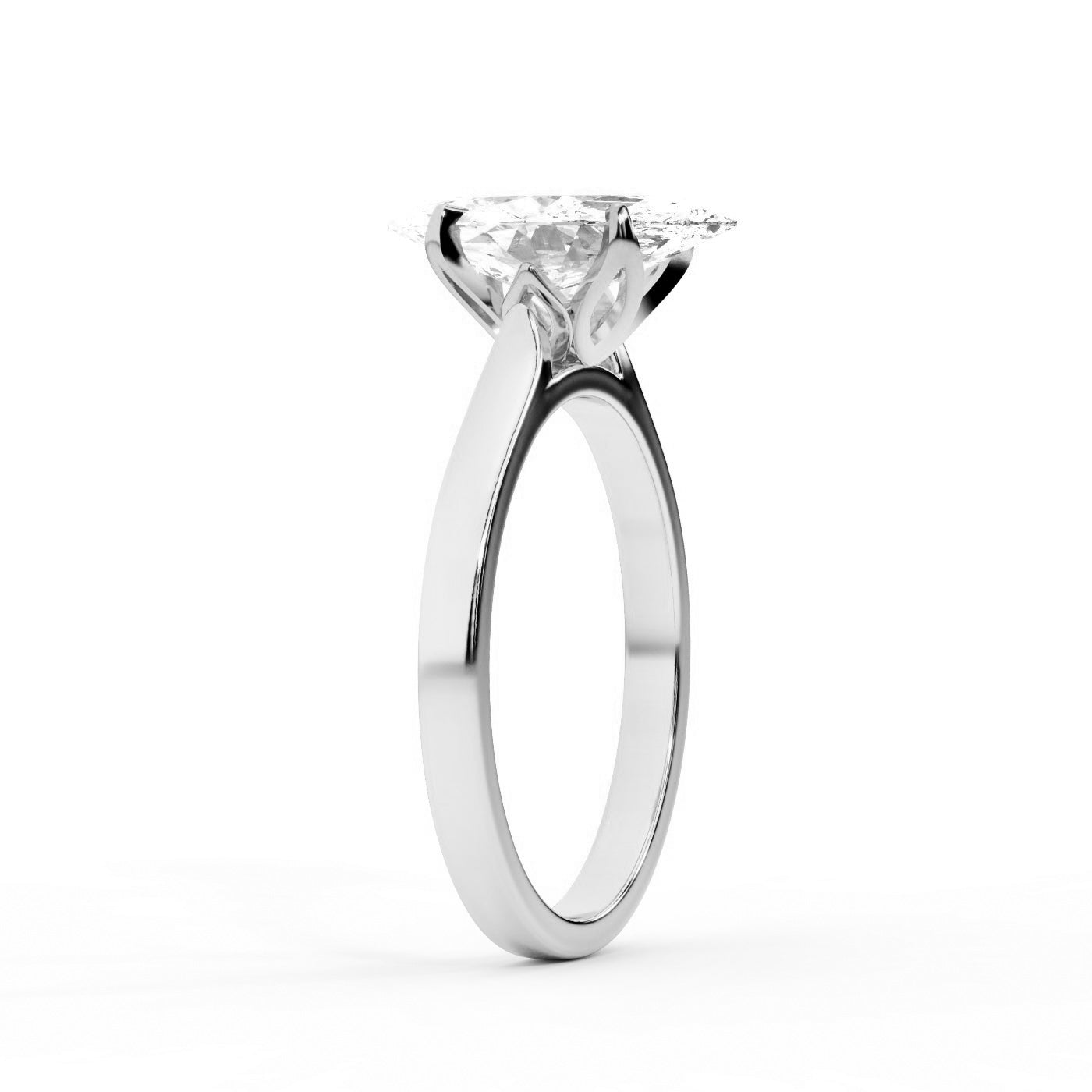 Marquise cut lab grown diamond solitaire engagement ring in durable platinum setting.