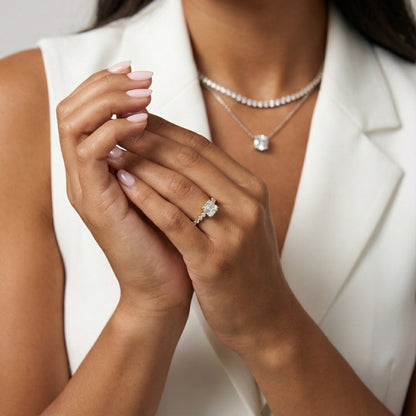 Asscher Cut Lab Grown Diamond Eleanor Majesty Engagement Ring in Yellow Gold