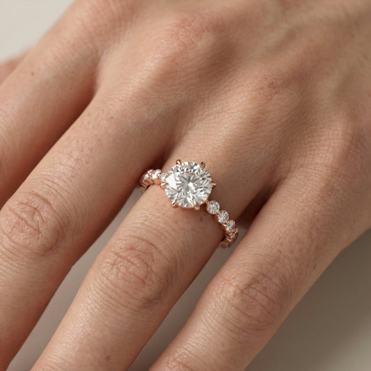 Round Cut Lab Grown Diamond Engagement Ring in Rose Gold