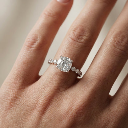 Cushion Cut Lab Grown Diamond Eleanor Majesty Engagement Ring set in Silver