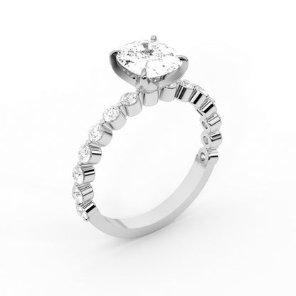 Cushion Cut Lab Grown Diamond Eleanor Majesty Engagement Ring set in Platinum