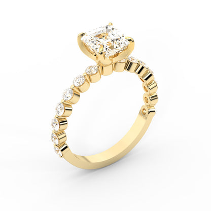 Asscher Cut Lab Grown Diamond Eleanor Majesty Engagement Ring in Yellow Gold