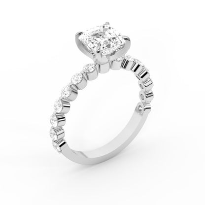 Asscher Cut Lab Grown Diamond Eleanor Majesty Engagement Ring in Platinum