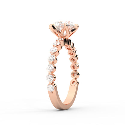Round Cut Lab Grown Diamond Engagement Ring in Rose Gold