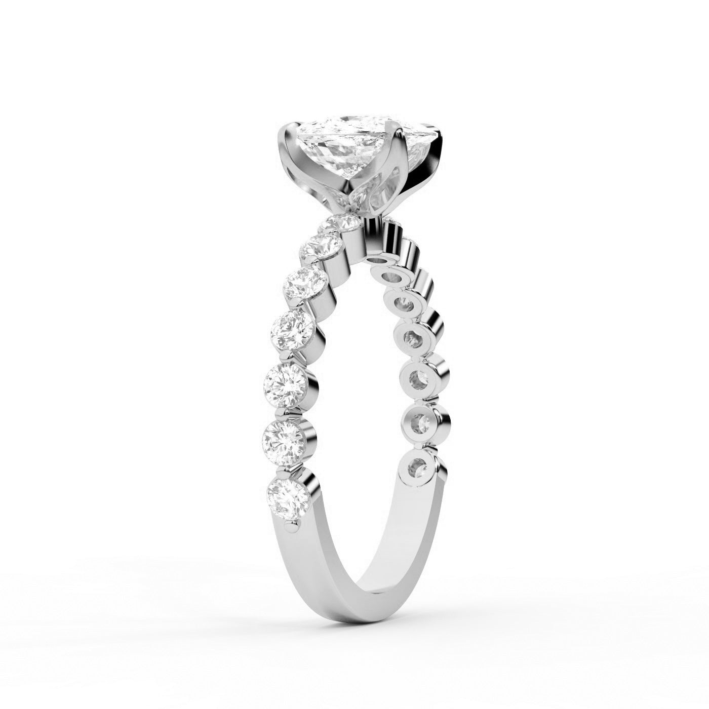 Cushion Cut Lab Grown Diamond Eleanor Majesty Engagement Ring set in Silver