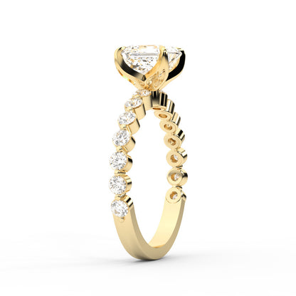 Asscher Cut Lab Grown Diamond Eleanor Majesty Engagement Ring in Yellow Gold