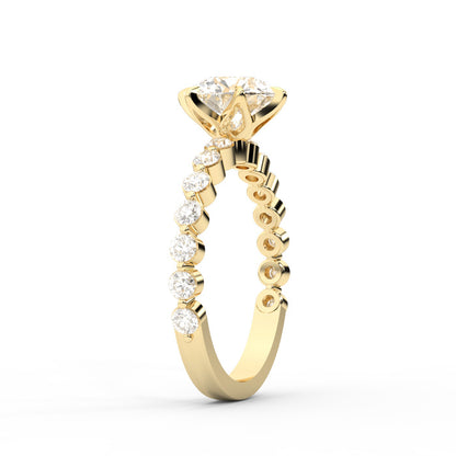 Round Cut Lab Grown Diamond Engagement Ring in Yellow Gold