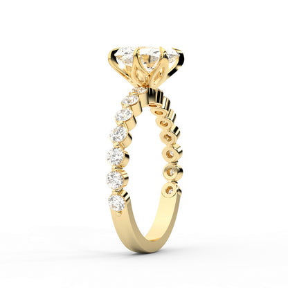 Radiant Cut Lab Grown Diamond Engagement Ring with Side Stones in Yellow Gold