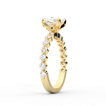 Cushion Cut Lab Grown Diamond Eleanor Majesty Engagement Ring set in Yellow Gold