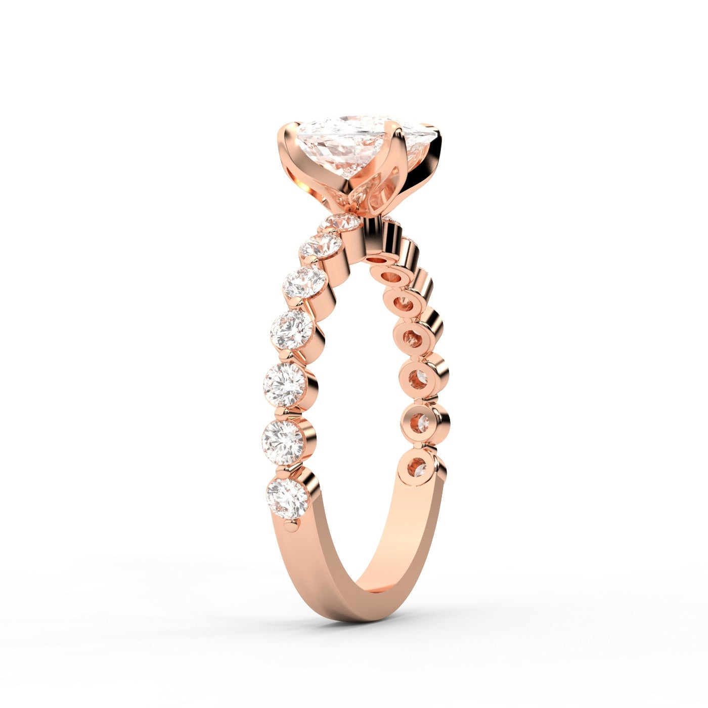Cushion Cut Lab Grown Diamond Eleanor Majesty Engagement Ring set in Rose Gold