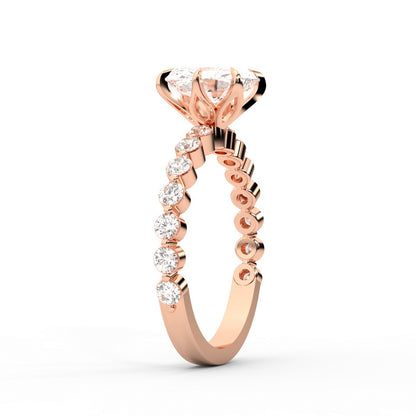 Radiant Cut Lab Grown Diamond Engagement Ring with Side Stones in Rose Gold