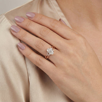 Oval Cut Lab Grown Diamond Twisted Engagement Ring in Rose Gold